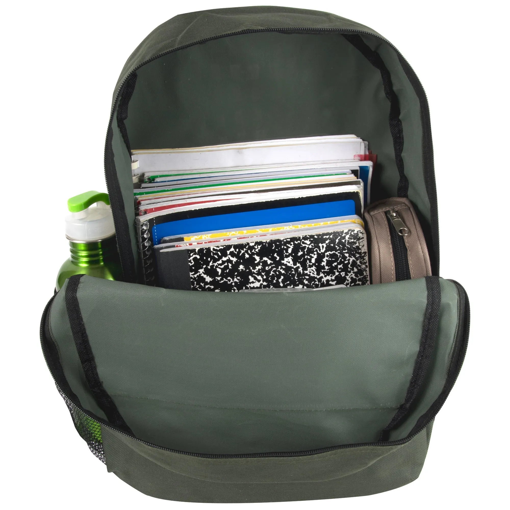 17-Inch Double Front Pocket Backpack with Side Mesh Pockets - 5 Colors