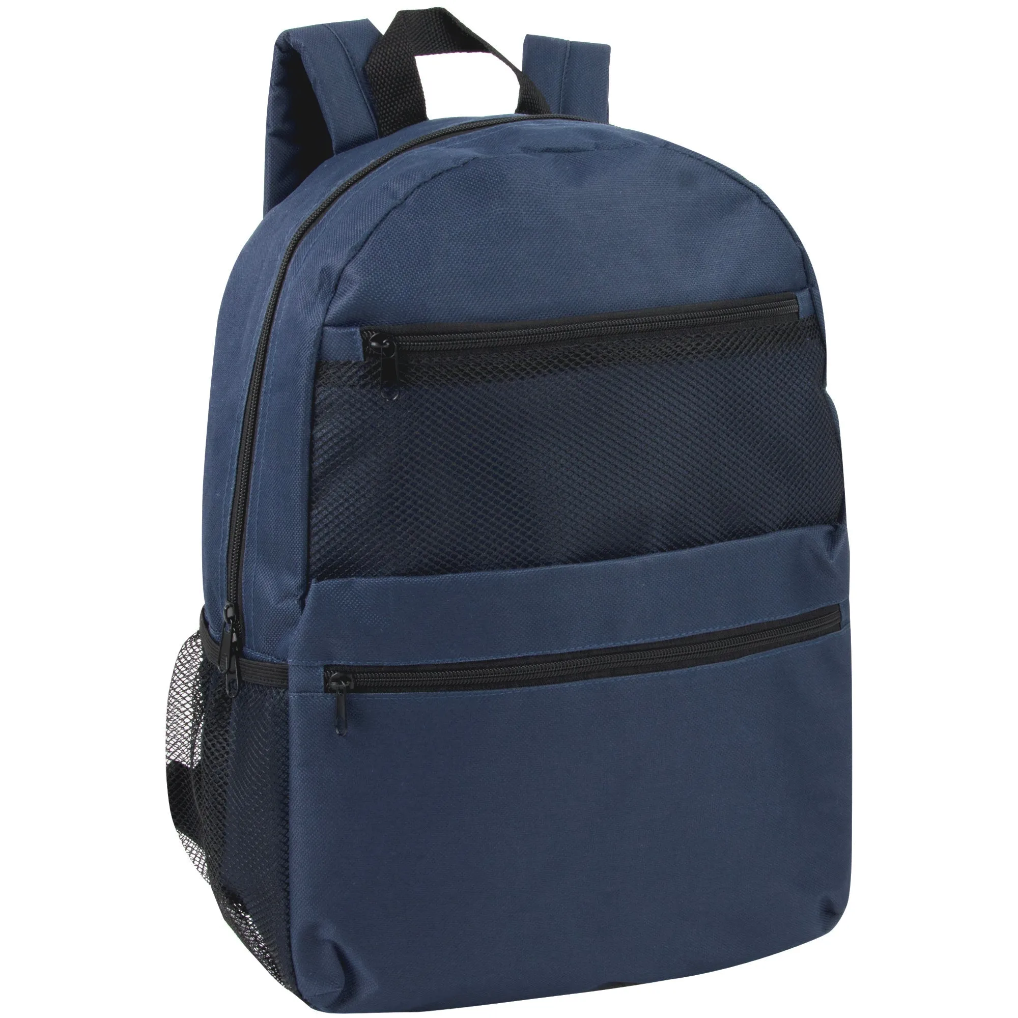 17-Inch Double Front Pocket Backpack with Side Mesh Pockets - 5 Colors