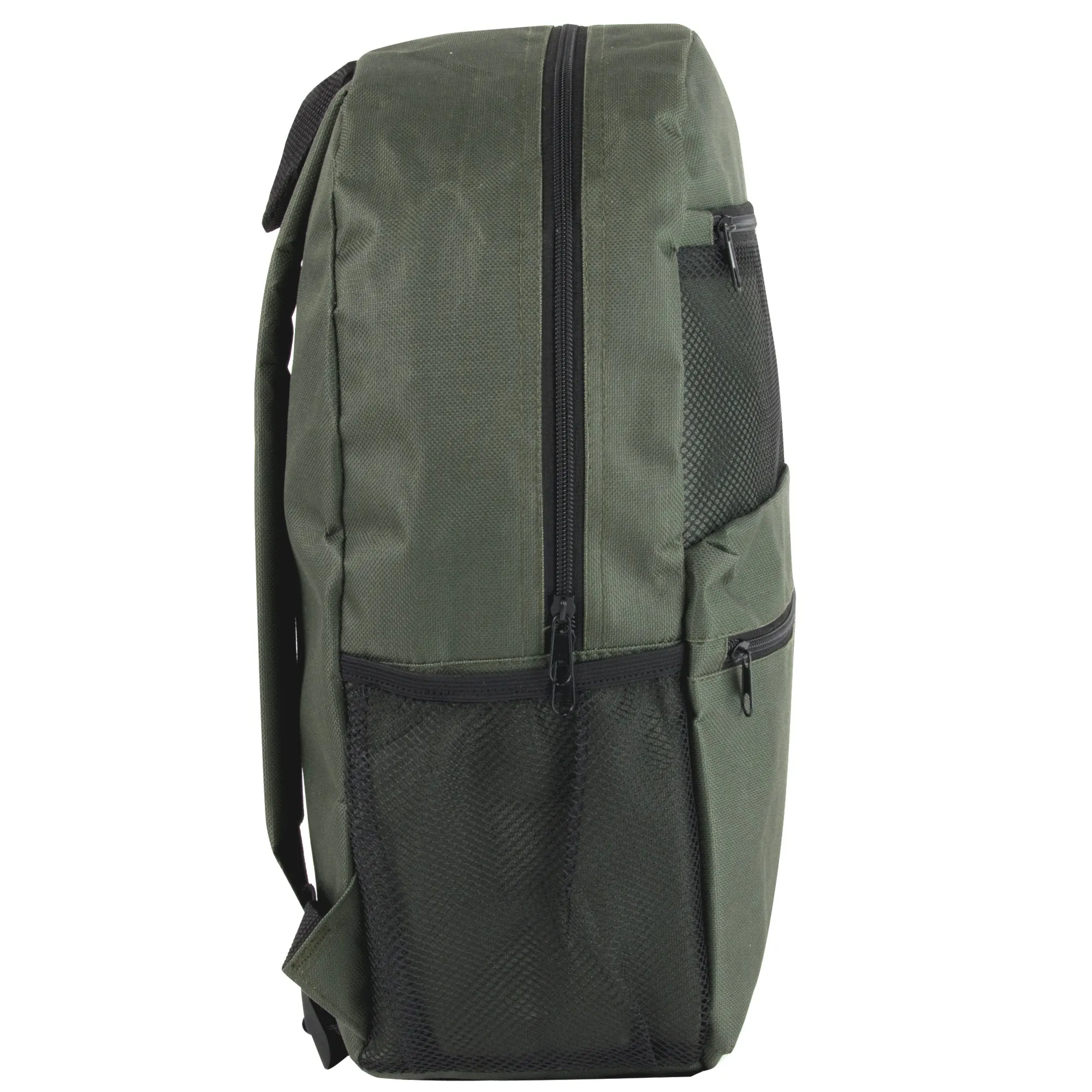 17-Inch Double Front Pocket Backpack with Side Mesh Pockets - 5 Colors