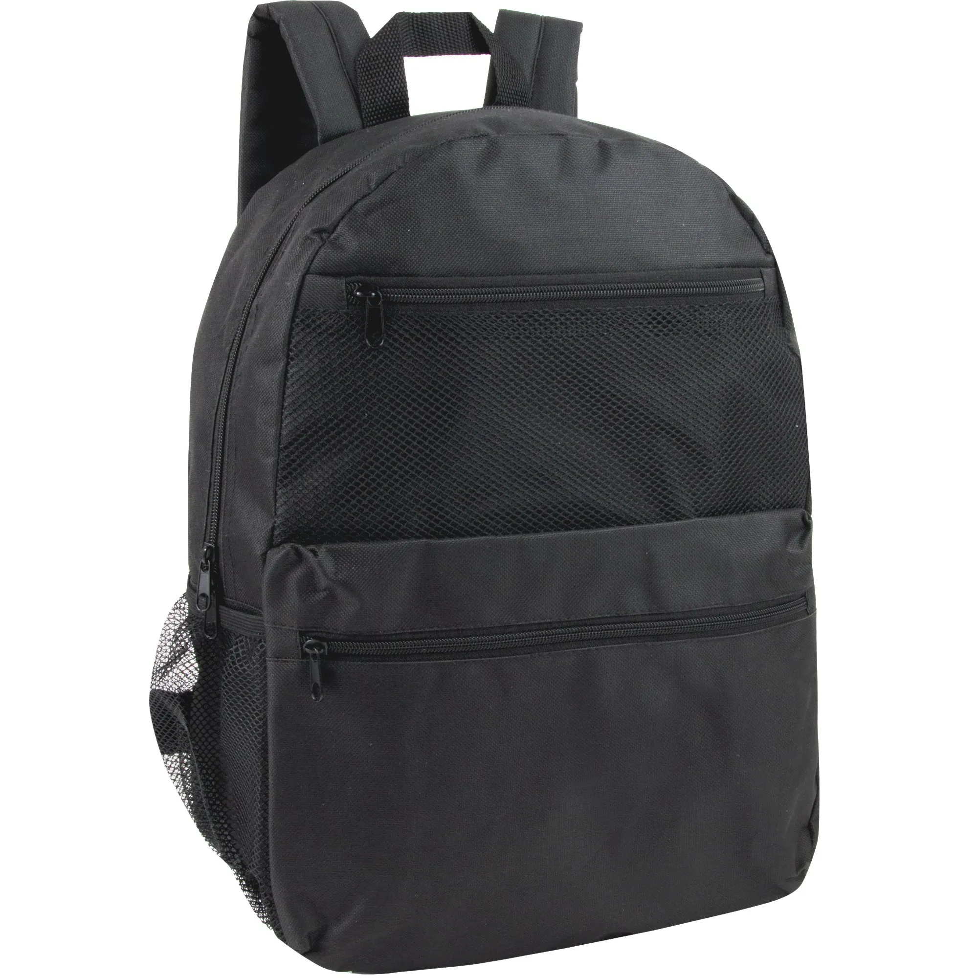 17-Inch Double Front Pocket Backpack with Side Mesh Pockets - 5 Colors