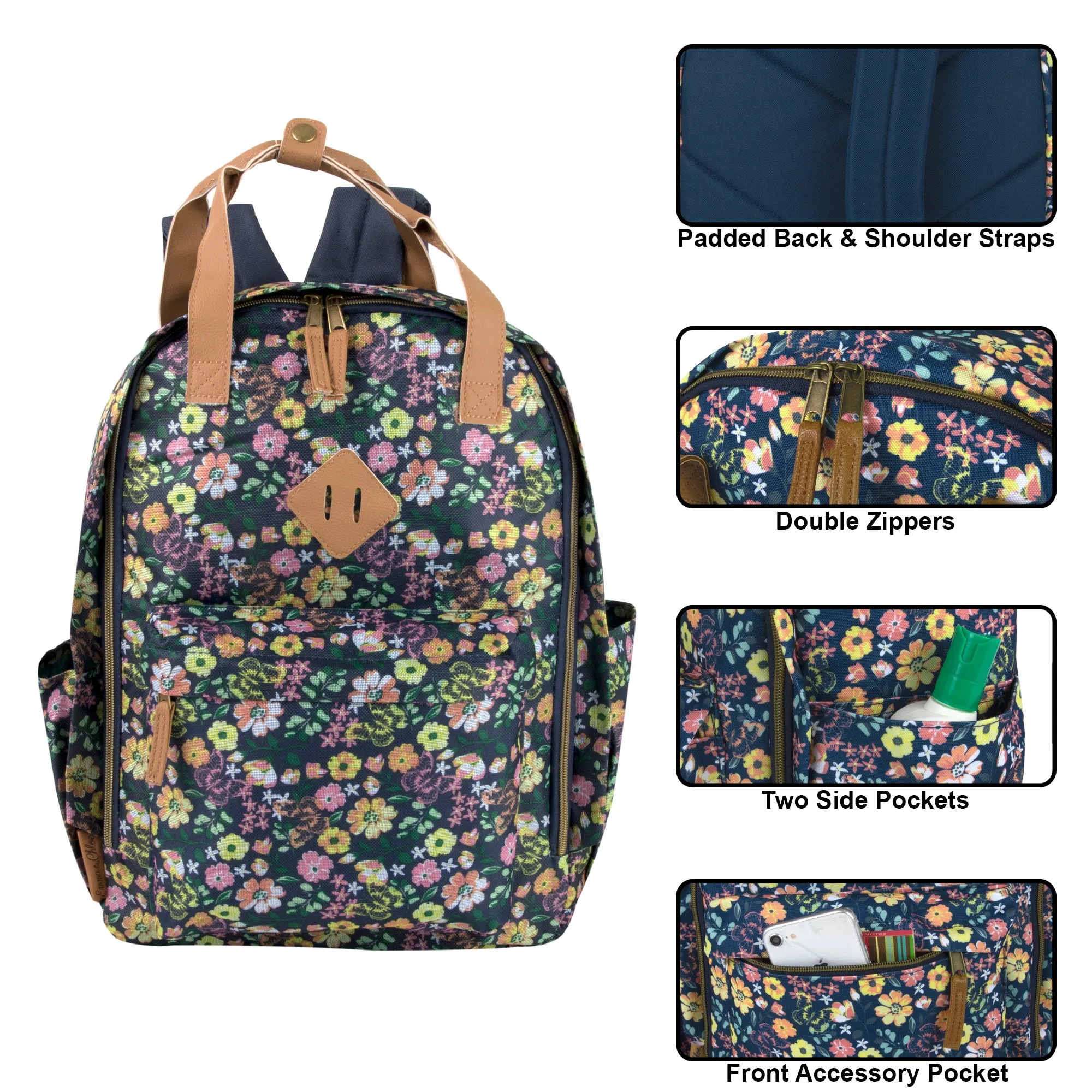 17 Inch Kids Floral Print Backpack