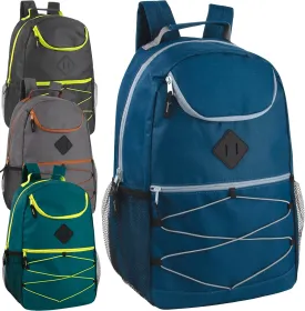 (24 Pack) 18 Inch Heavy Duty Bulk Multi Pocket Bungee Backpacks for College, Homeless, Men, Women (Male Colors Pack)