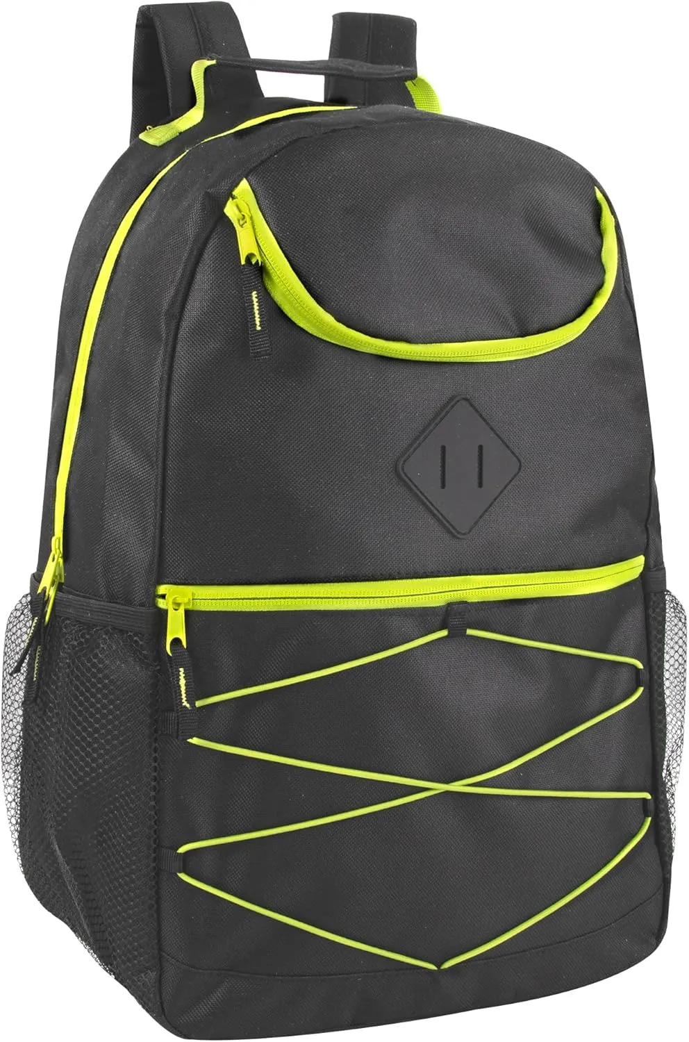 (24 Pack) 18 Inch Heavy Duty Bulk Multi Pocket Bungee Backpacks for College, Homeless, Men, Women (Male Colors Pack)