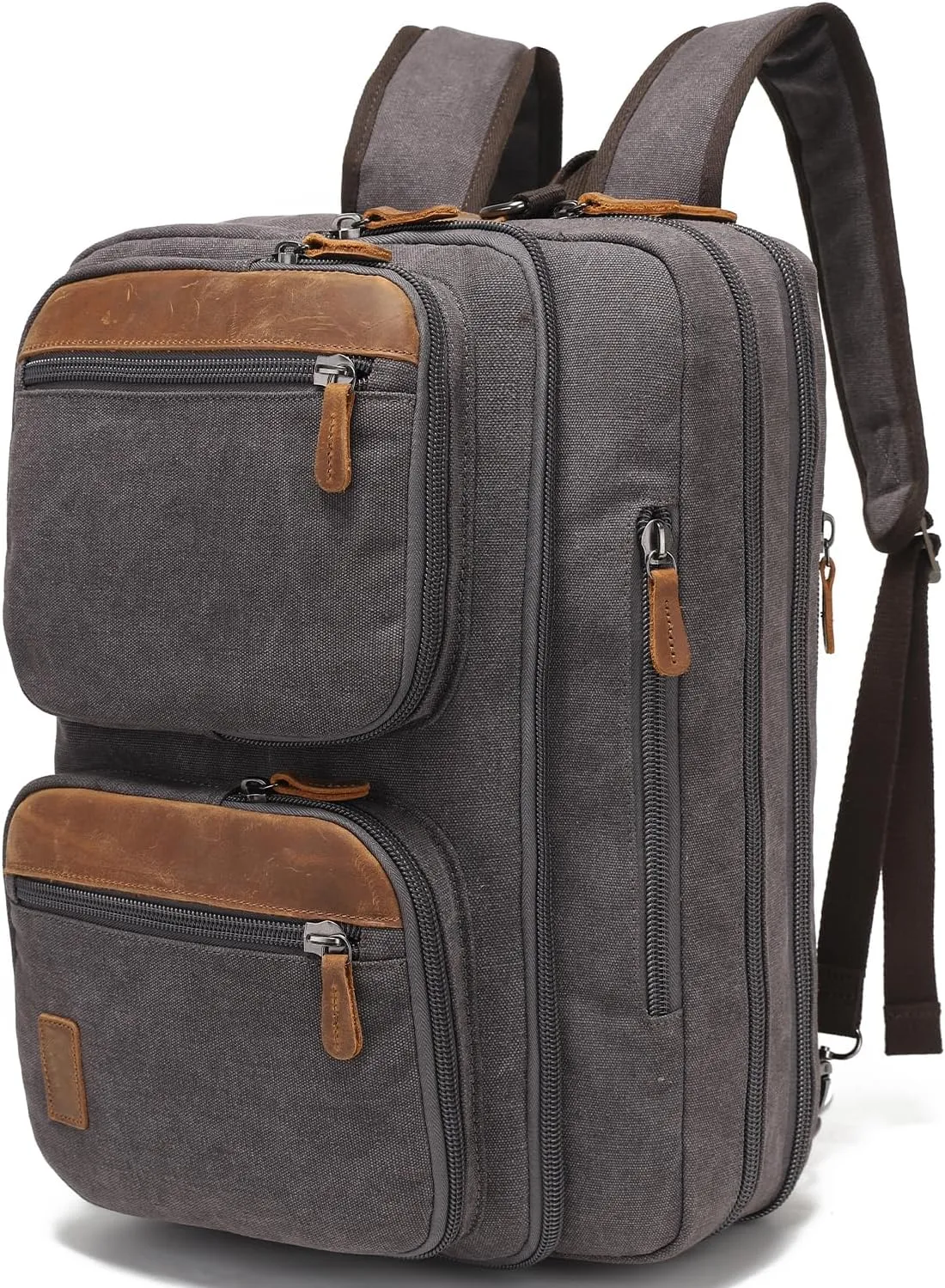 3 In 1 Messenger Bag for Men: 18.5'' Canvas Mens Laptop Computer Bag Backpack with Multiple Pockets & Laptop Sleeve & USB Port for Men Work, Carry On Crossbody Bag for Notebook, (Gray)