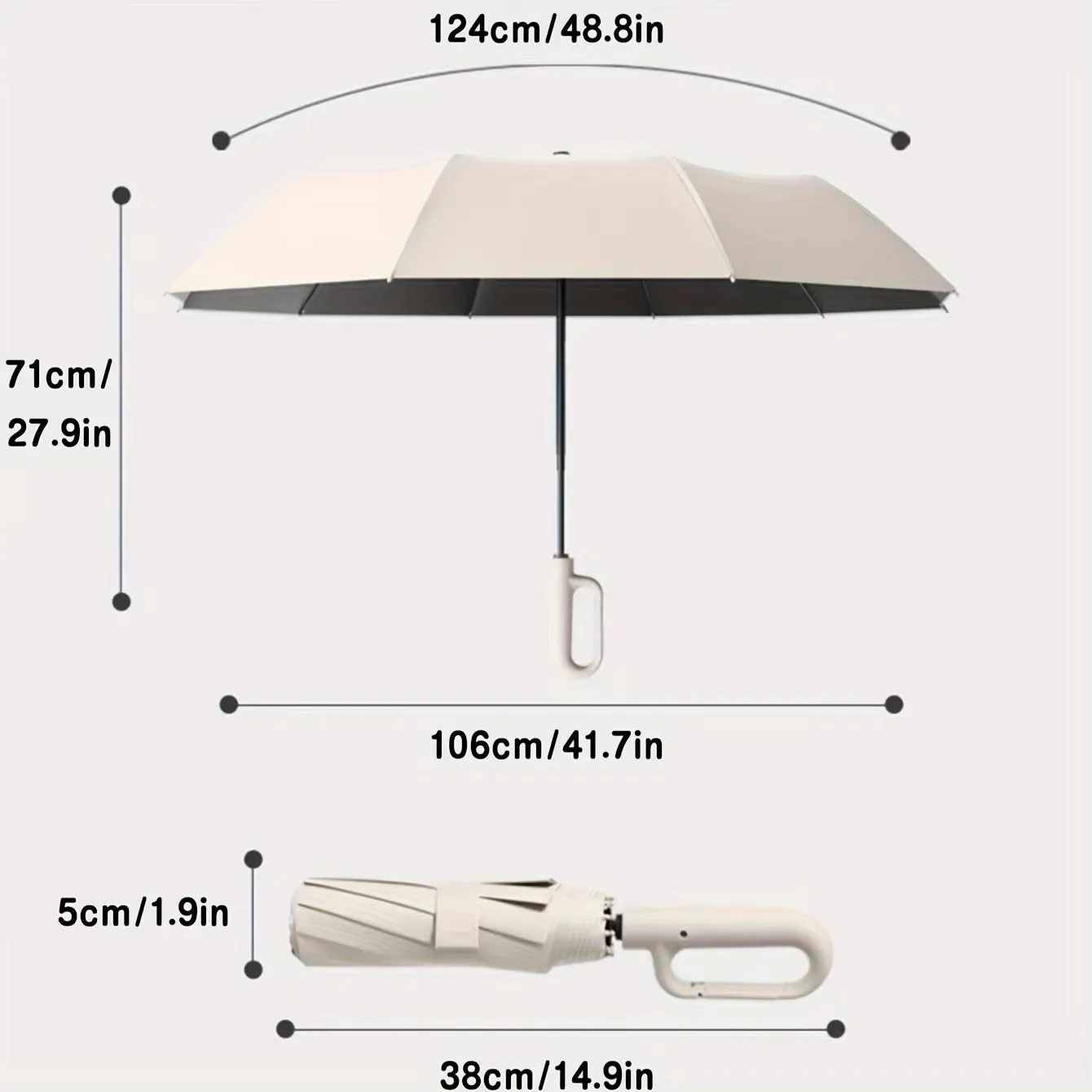 30-Bone Windproof 105CM Automatic Folding Umbrella – Strong, Water-Resistant with Large Buckle Handle
