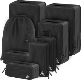 8 Set/4 Set Deluxe Compression Packing Cubes Travel - Maximize Space In Luggage With Patented HybridMax Double Capacity Design, Luxury Compressible Packing Cubes For Travel, Large, Small, & Medium