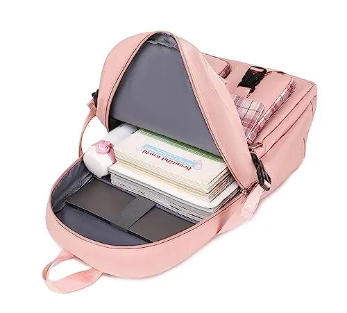 Acmebon Girl Roomy Fashion Laptop Backpack Casual Daily Backpack for Women Pink