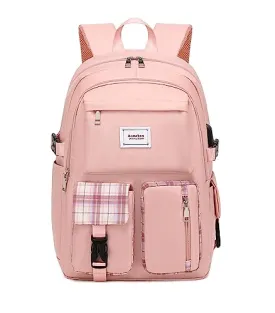 Acmebon Girl Roomy Fashion Laptop Backpack Casual Daily Backpack for Women Pink