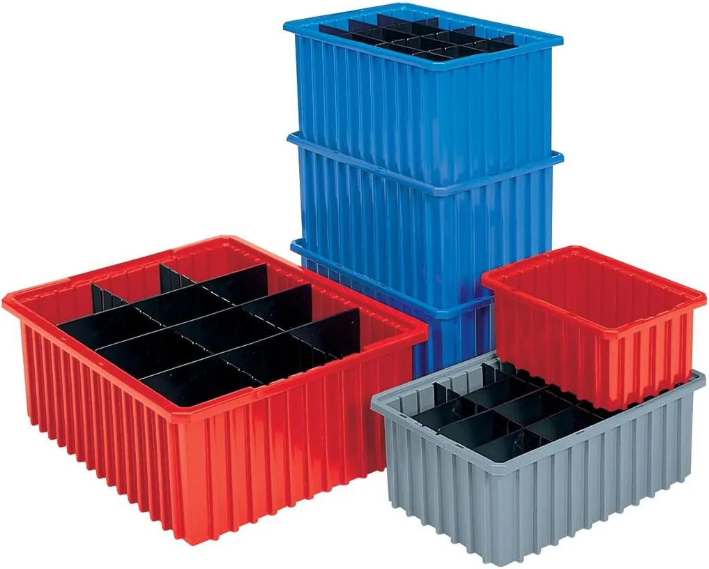 Akro-Mils 33226 Akro-Grid Plastic Slotted Dividable Modu Box Stackable Grid Storage Tote Container, (22-3/8-Inch L x 17-3/8-Inch W x 6-Inch H), (4 Pack), Gray
