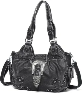 Angel Kiss Hobo Bags for Women Vegan Leather Purses and Handbags Ladies Chic Shoulder Bags Crossbody Purses with Metal Studs