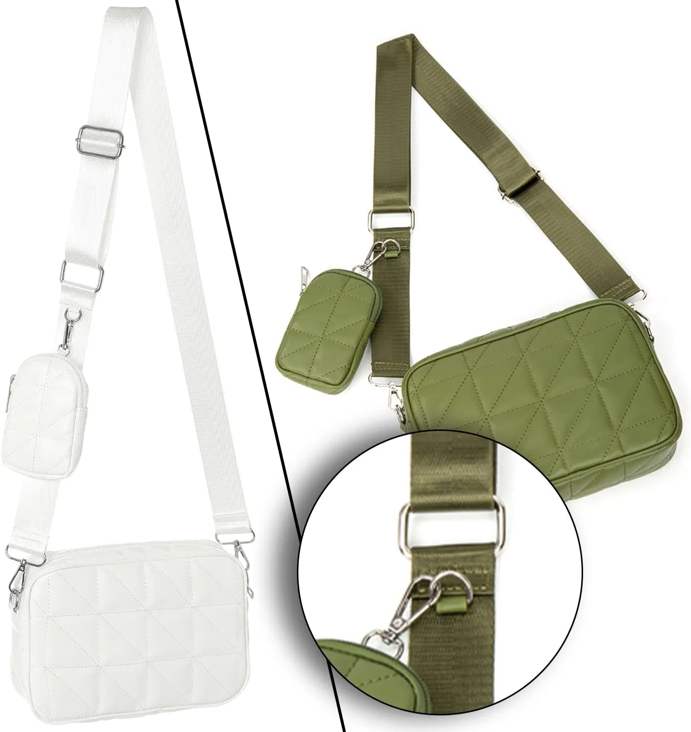 AOCINA Quilted Crossbody Bags for Women with Coin Purse Soft Leather Crossbody Purse Small Shoulder Handbags