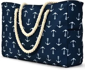 Becokan Beach Bag Large Beach Tote Bag for Women Waterproof Sandproof Swim Pool Bag With Zipper