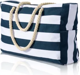 Becokan Beach Bag Large Beach Tote Bag for Women Waterproof Sandproof Swim Pool Bag With Zipper