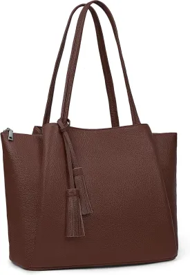 befen Genuine Leather Tote Bag for Women Work, Womens Laptop Tote Bags Shoulder Purses Totes with Compartments Handbags