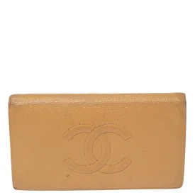 Beige Caviar Leather CC Cambon Wallet