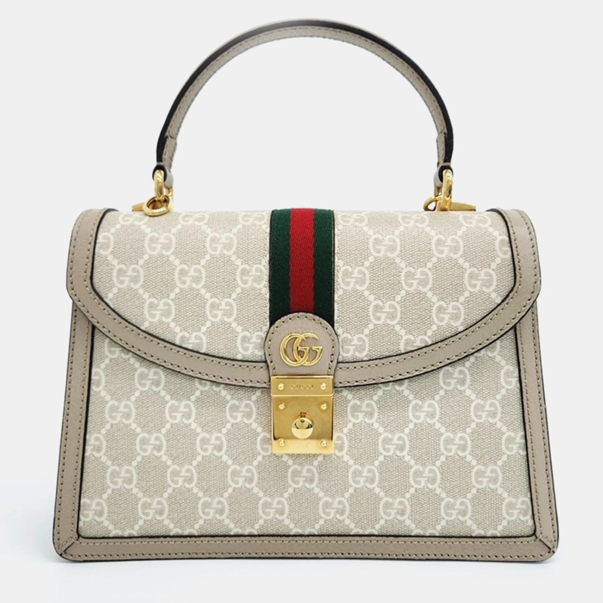 Beige GG Canvas Ophidia Top Handle Bag