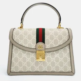 Beige GG Canvas Ophidia Top Handle Bag