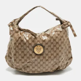 Beige GG Crystal Canvas Hysteria Hobo
