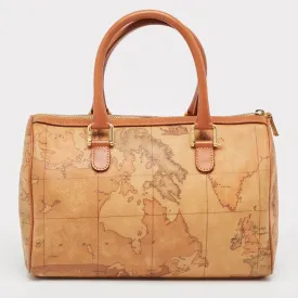 Beige/Brown Geo Classic Boston Bag