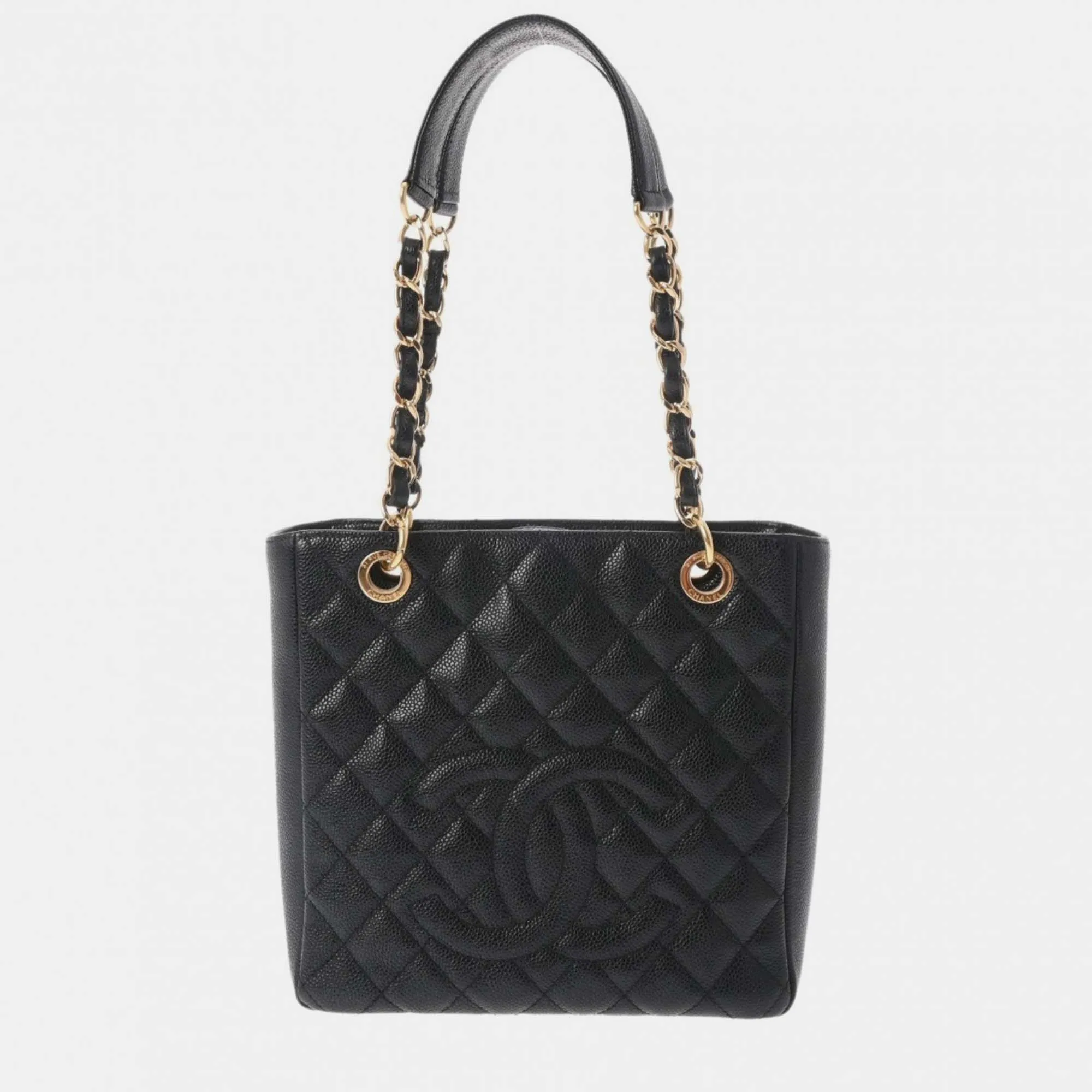 Black Caviar Skin Matelasse PST Petite Tote Bag