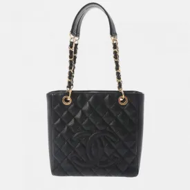 Black Caviar Skin Matelasse PST Petite Tote Bag