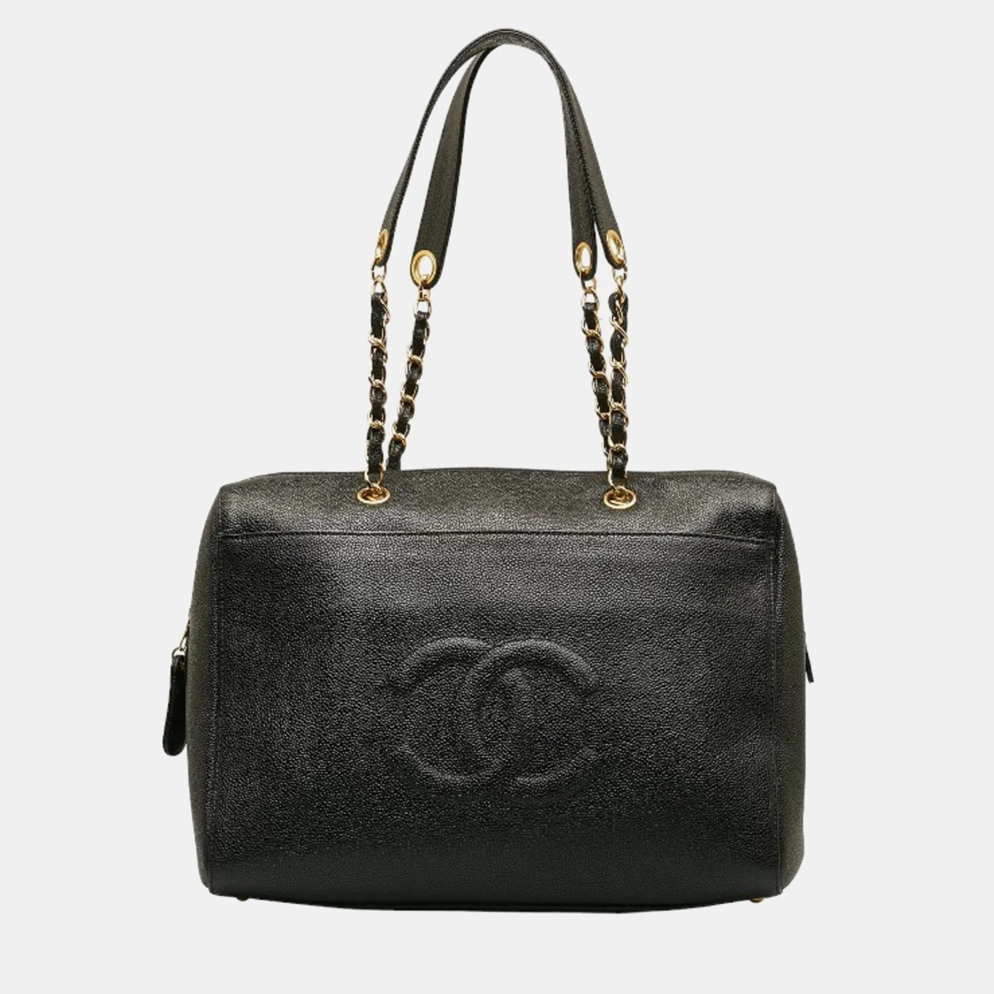 Black Leather CC Timeless Dome Shoulder Bag