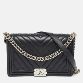 Black Quilted Leather New Medium Boy Bag