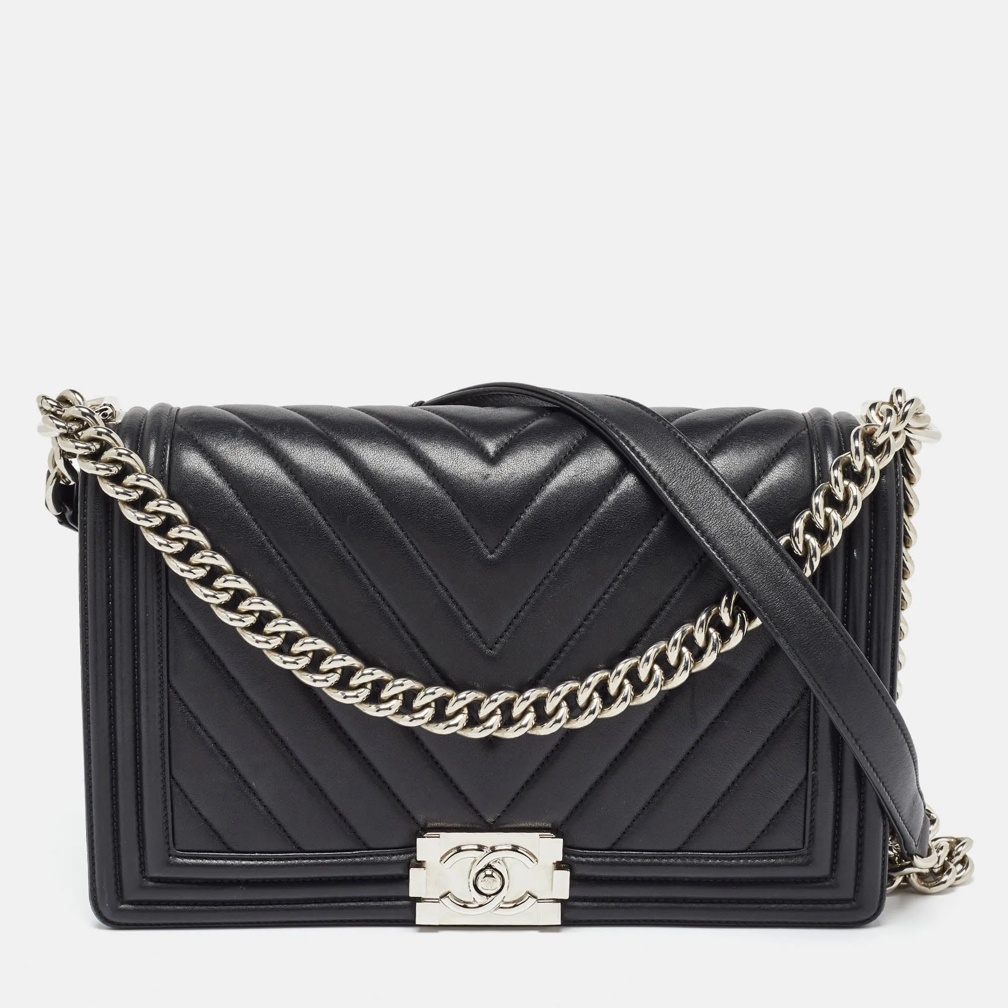 Black Quilted Leather New Medium Boy Bag
