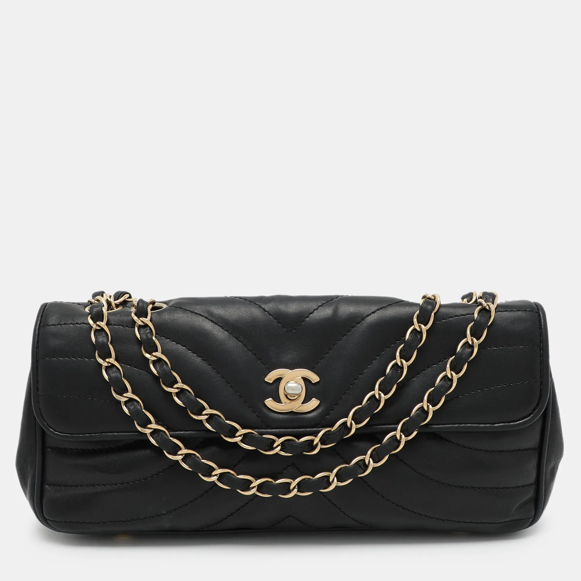 Black Quilted Leather Vintage Flap Bag
