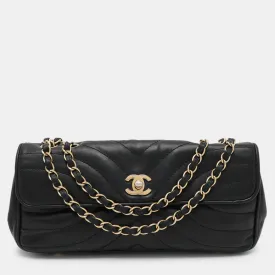 Black Quilted Leather Vintage Flap Bag