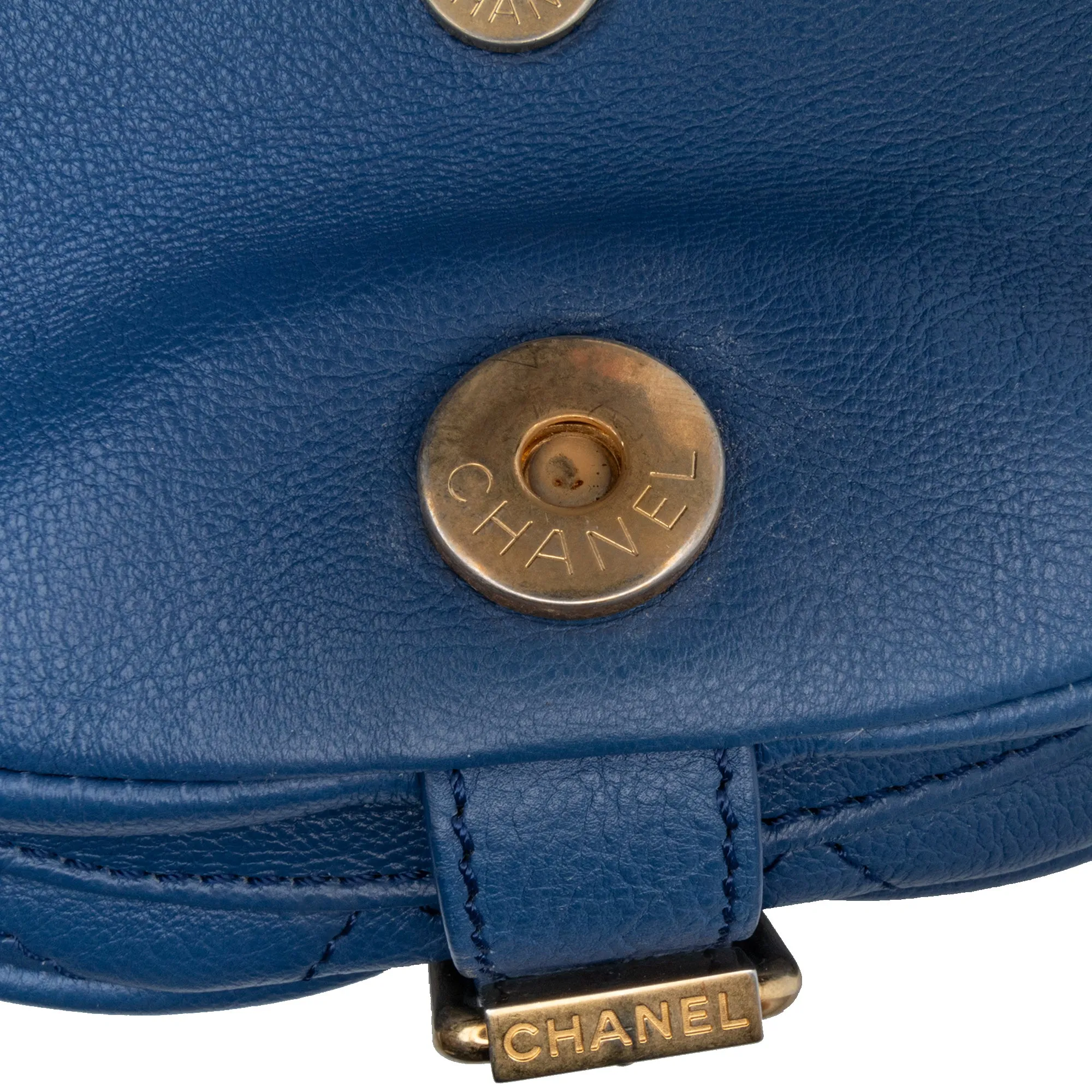 Blue Chanel Quilted Grained Calfskin Casual Trip Messenger Crossbody Bag