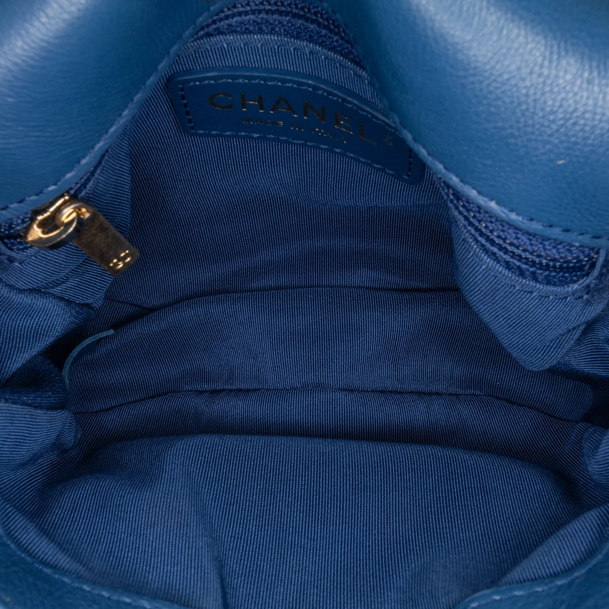 Blue Chanel Quilted Grained Calfskin Casual Trip Messenger Crossbody Bag