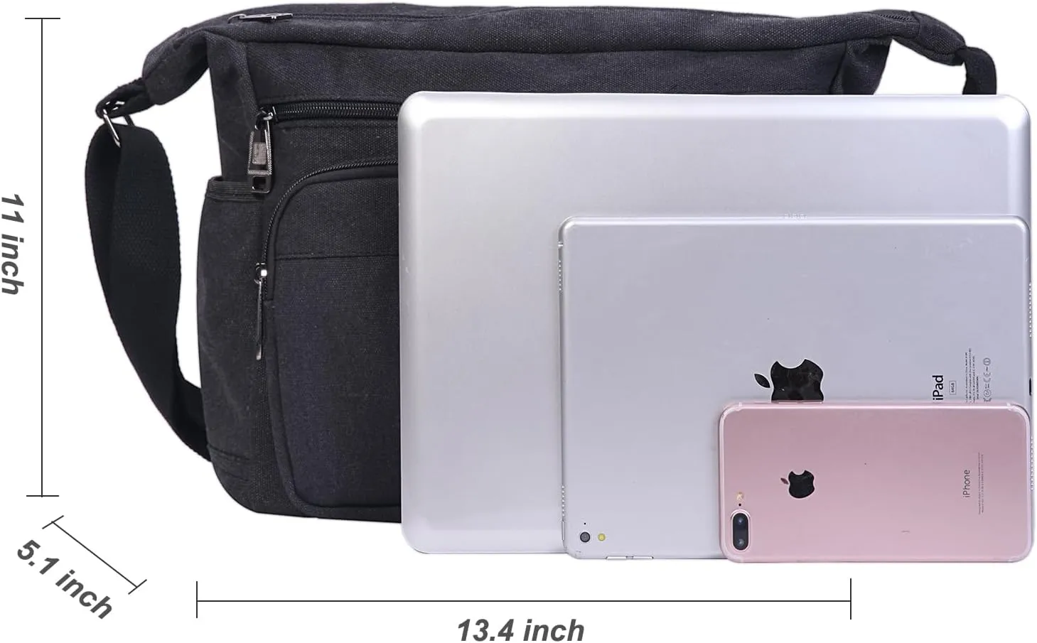BOMKEE Canvas Messenger Bag, Satchel Bag Vintage Canvas Shoulder Bags Crossbody Laptop Side Bag for Work School Travel