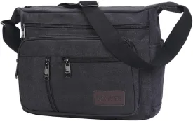 BOMKEE Canvas Messenger Bag, Satchel Bag Vintage Canvas Shoulder Bags Crossbody Laptop Side Bag for Work School Travel