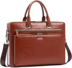 BOSTANTEN Briefcases for Men Messenger Bag Genuine Leather Laptop Bag 15.6 inch Office Work Tote for Buisness Travel
