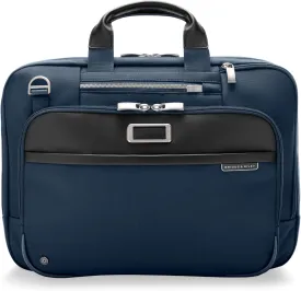 Briggs & Riley Medium Expandable Briefcase - Laptop Bag for Work & Travel, Briefcases for Men & Women, Includes Shoulder Strap, Self-Repairing Zipper, Fits up to 15" Computer - @work Collection, Navy