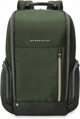 Briggs & Riley Medium Widemouth Backpack - Carry On Travel Backpack for Women & Men, Personal Item Bag, Self-Repairing Zippers, Padded Straps, Fits up to 15.6" Laptop - HTA Collection, Forest