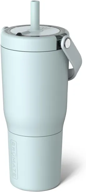 BrMate Resa 25oz 100% Leakproof Travel Tumbler with Handle & Straw | Flexible Soft Sip Straw | Silicone Sleeve for Durability | Stainless Steel | Cup Holder & Travel Friendly | (Blue Agave)