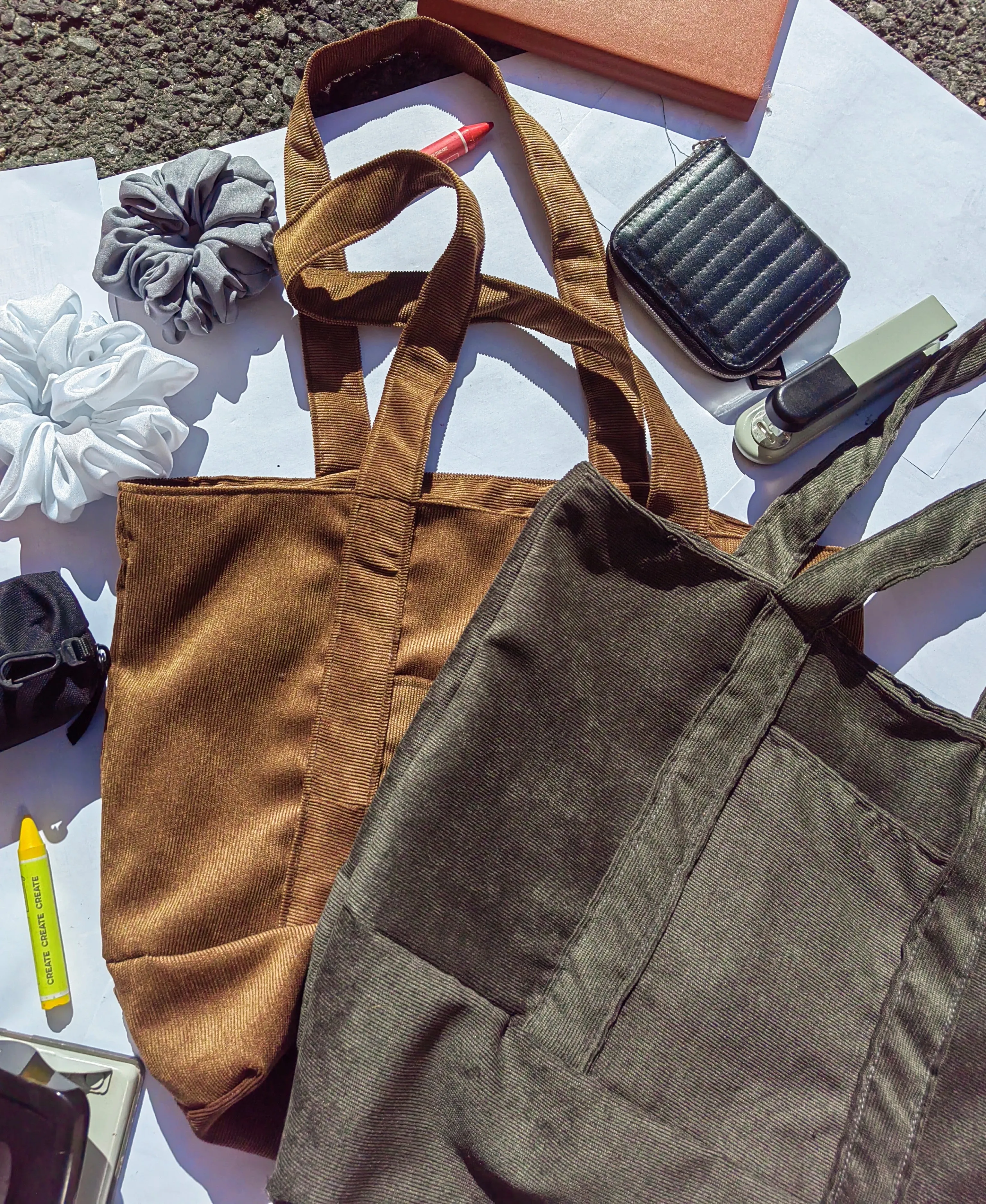 Brown Corduroy Tote Bag