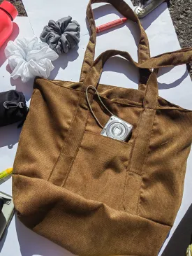 Brown Corduroy Tote Bag