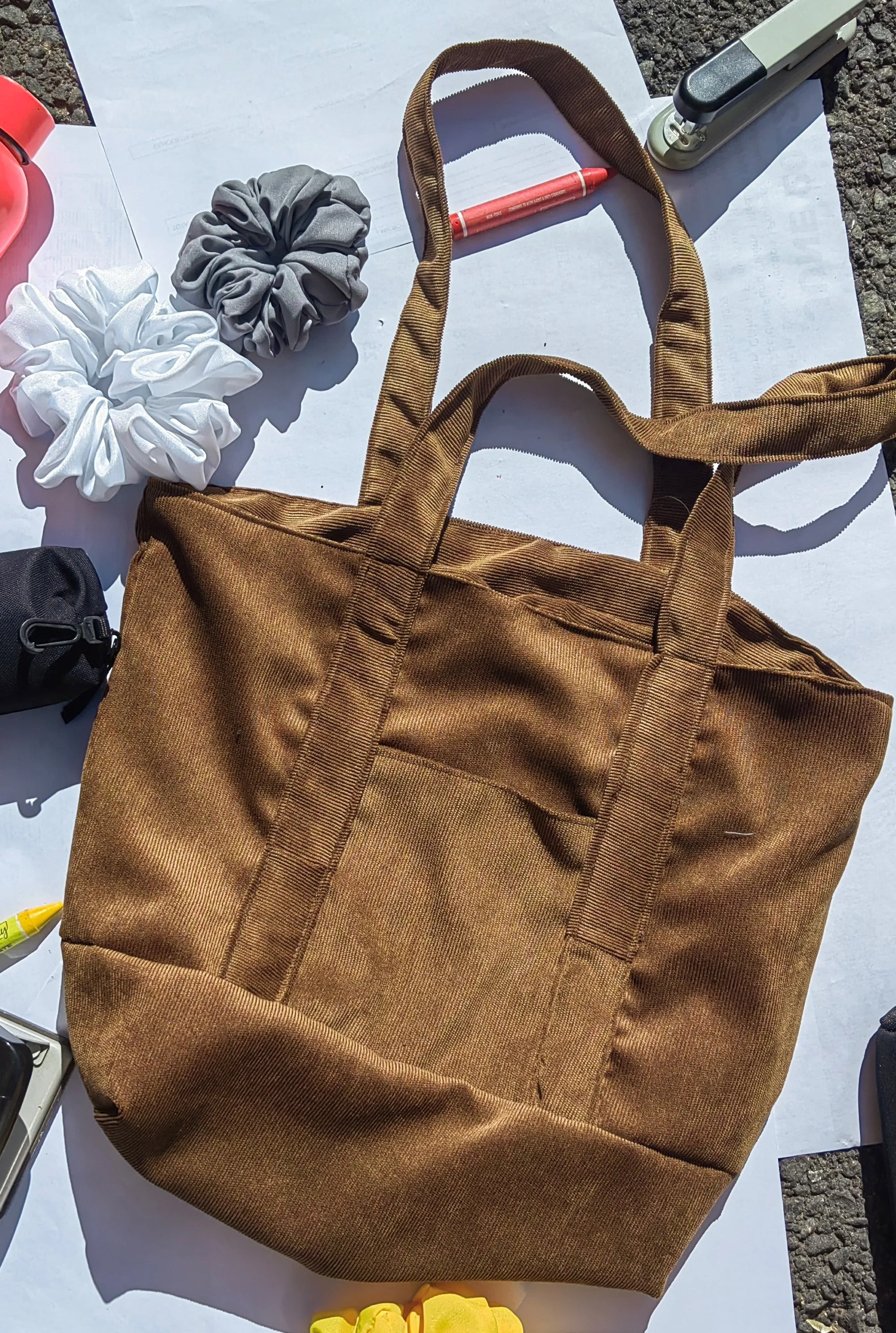 Brown Corduroy Tote Bag