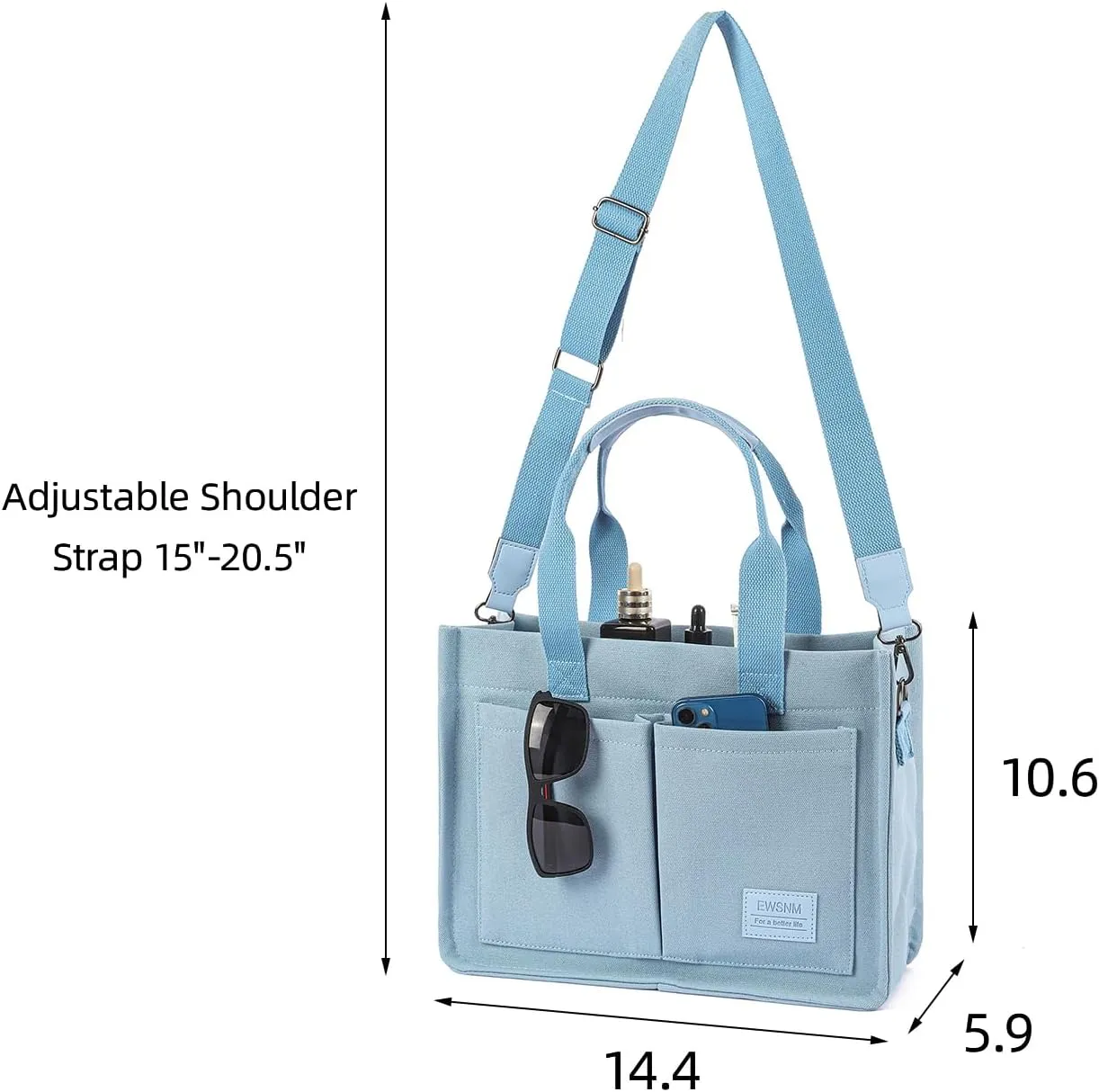 Canvas Tote Bag for Women, Large Laptop Travel Tote Handbag Totes with Crossbody Shoulder Teachers Reusable Grocery Bags
