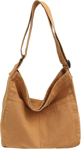 Canvas Tote Bag Large Crossbody Hobo Bag for Women and Men Messenger Bags Shoulder Handbag Casual Purse Travel Work