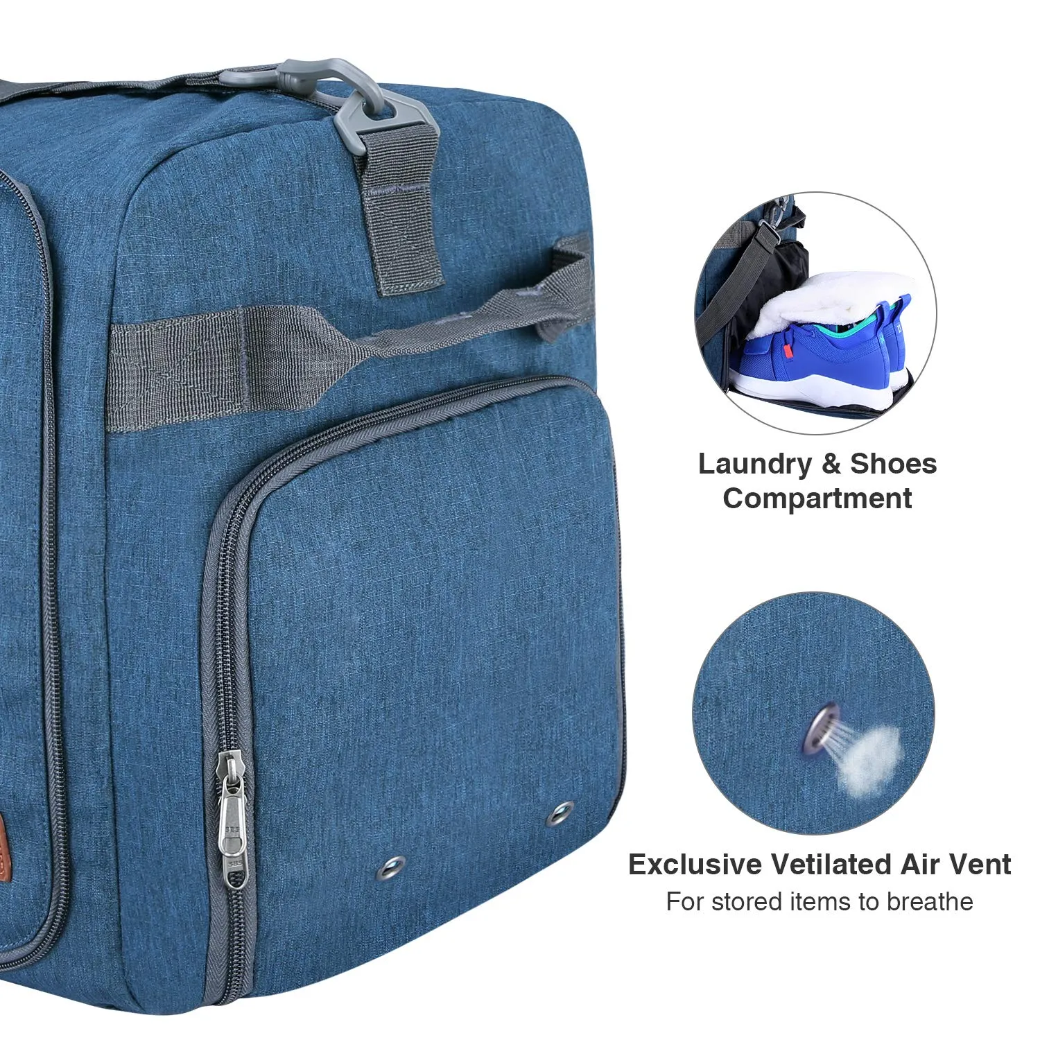 Canway 65L Travel Duffel Bag, Foldable Weekender Bag with Shoes Compartment for Men Women Water-proof & Tear Resistant