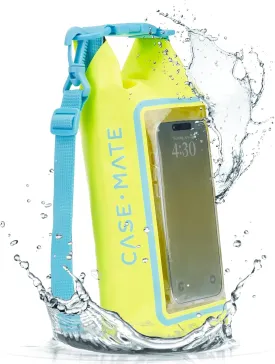 Case-Mate Citrus Splash Mini IP68 Waterproof Bucket Bag - Roll Top Dry Bag 2L Cap with Waterproof Pouch for Swimming Kayaking Boating Travel and More - For Phones Up to 7"
