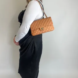 Chanel Peach Caviar Leather Classic Medium Double Flap Bag 2012
