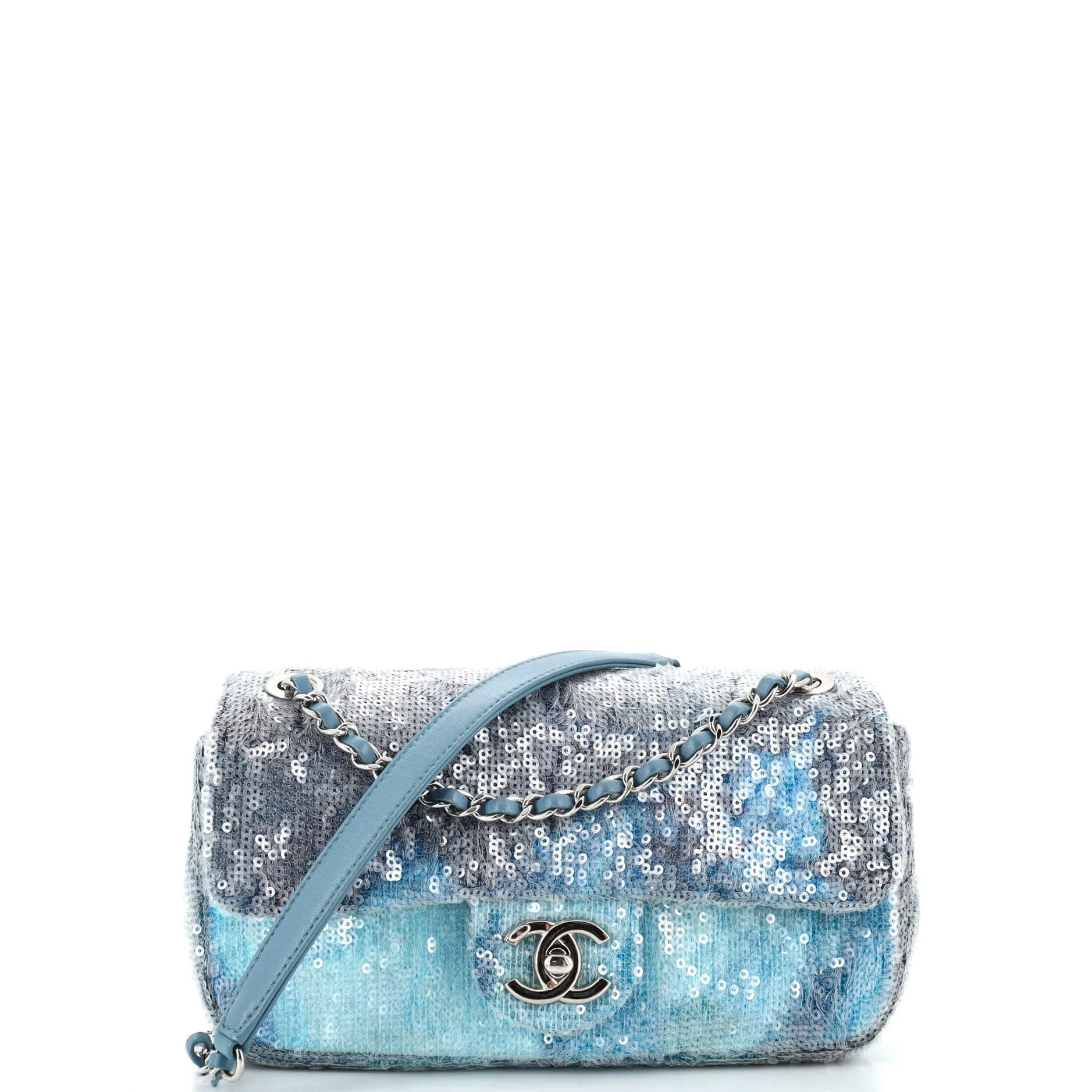 CHANEL Waterfall CC Flap Bag Sequins Small