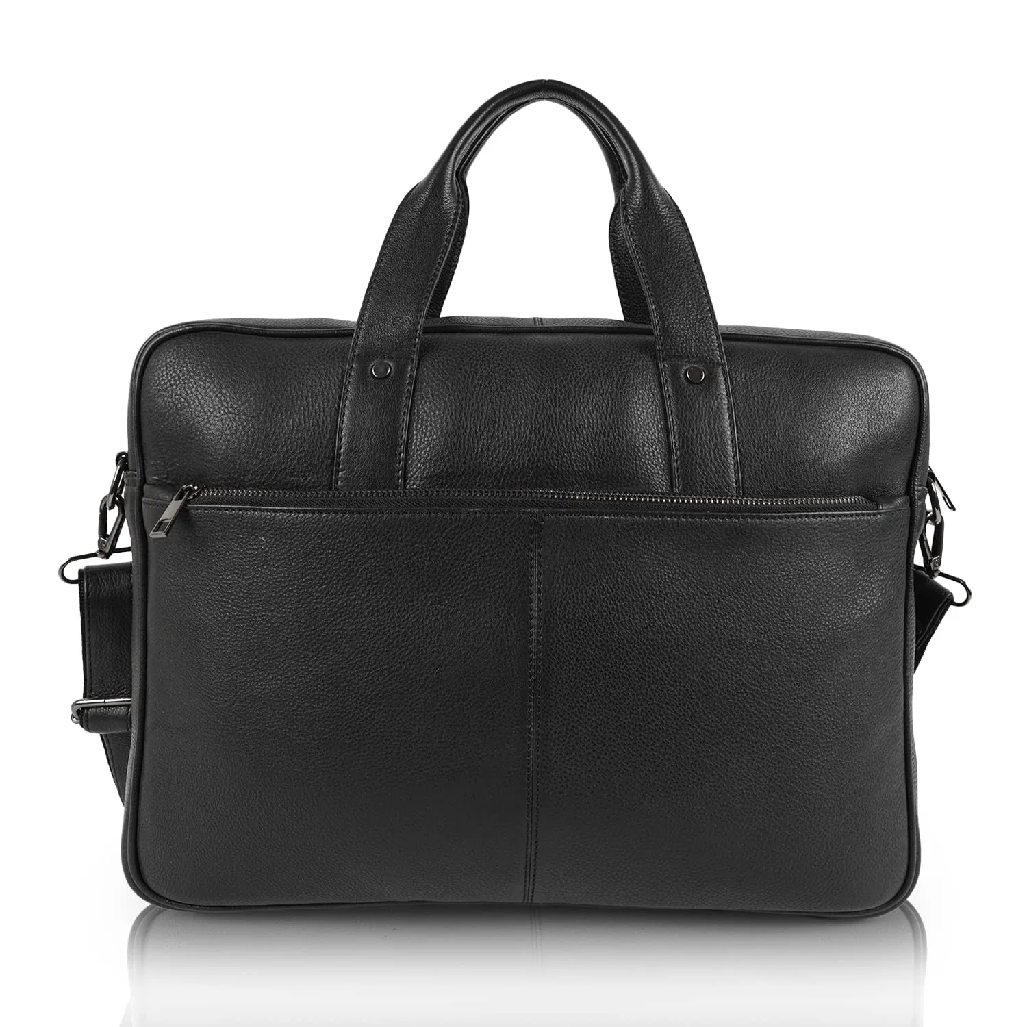 CIMONI Genuine Leather Classic Top Handle Water Resistant Messenger Laptop Bag (Color - Black)