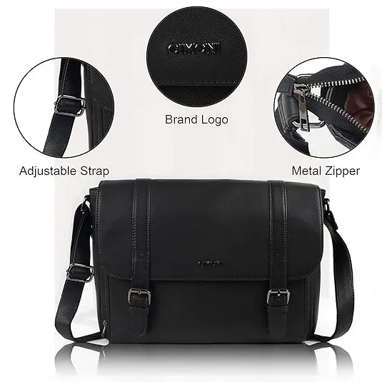 CIMONI® Premium Genuine Leather Messenger Bag Stylish Trendy Office Briefcase Laptop Bag College Crossbody School Handheld Business Bag For Men
