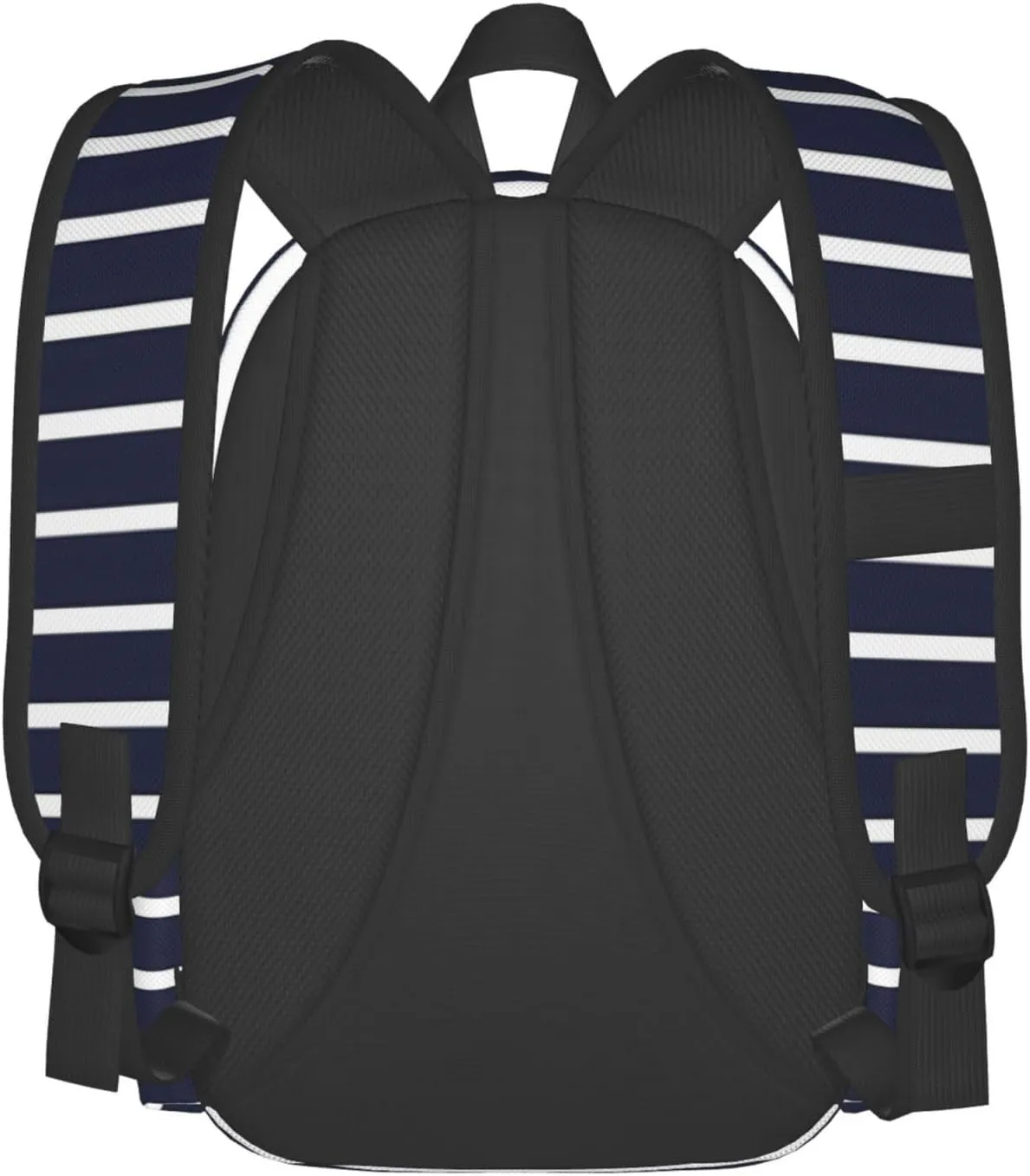 Classic Navy Blue And White Stripes Horizontal Striped Laptop Backpack Shoulder Bag Laptop Pack Travel Backpacks Commuter Back Pack Casual Daypack Bags With Side Pockets